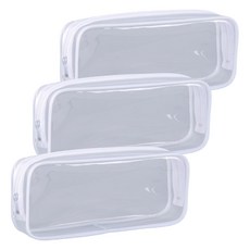 Heyjoy 透明收納袋筆袋, 白色, 3個