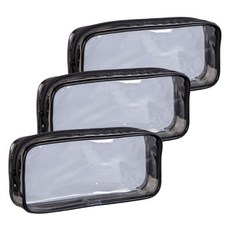 Heyjoy 透明收納袋筆袋, 黑色, 3個