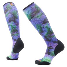 Smartwool 女性專用 Ski Targeted Cushion Electric Lotus Print OTC 過膝襪, 1套, 黑色