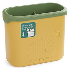 瑪德布蒂 雙格瀝水底座餐具筒, 黃色, 1個