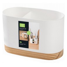 마더브띠 우드 받침대 2구 수저통, 화이트, 1개