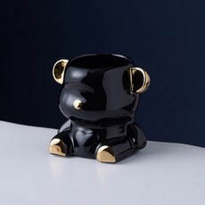 Mondspot 甜點迷你叉子陶瓷小熊餐具筒 YY57438, 黑色, 1個