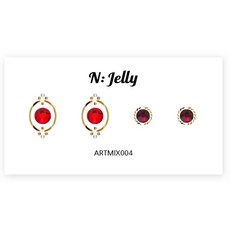 엔젤리 믹스 컬러 큐빅 네일 아트 파츠 스티커 4종 세트, 1개, 레드 믹스 Art Mix 004