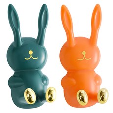 MONACO OLIVE 兔子多用途掛鉤支架2件組, 1套, 深綠色, 橘色