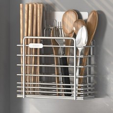 홈즈픽 벽걸이 스텐 2구 수저통, 실버, 1개