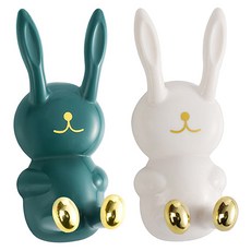 MONACO OLIVE 兔子多功能掛勾 2種組, 1組, 深綠色+白色