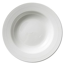 Parajuni 年輪紋陶瓷簡約深口義大利麵碗盤 RG971 22cm, 白色, 1個