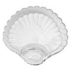 派拉朱尼 玻璃貝殼醬料格一體式透明點心託盤盤子 RG972, 1個, 透明