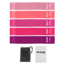 앞날창창 단계별 탄성 운동 요가밴드 5종 + 가방 세트, 핑크, 1세트