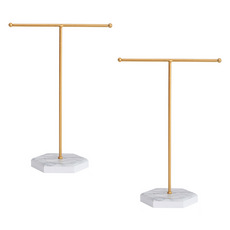 KHOHIMO 飾品 項鍊 耳環 手鍊 收納 展示 架 4W402, 2個, 金色, 白色