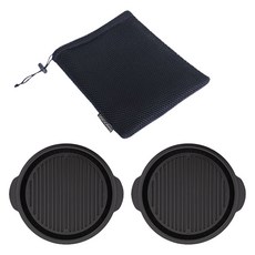 꾸밈 식기 세트, 샌드블랙, 1세트, 원형접시 2p + 파우치