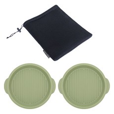 꾸밈 식기 세트, 올리브그린, 1세트, 원형접시 2p + 파우치