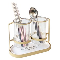 雙格瀝水餐具筒, 1個, 透明