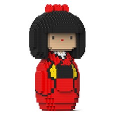 JEKCA Kokeshi 日本主題積木 M 大型, 紅色, 1個