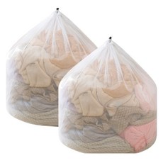 Bringn 大容量束口洗衣袋 細密網眼 60 x 80 cm, 白色, 2個