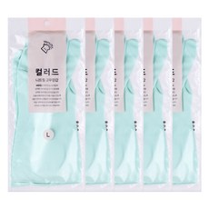 YAMUJIN 彩色丁腈橡膠手套 雙手組, 大(L), 5套, 薄荷綠