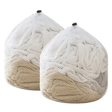 BringN 大容量束口洗衣袋 粗網眼 50 x 60 cm, 白色, 2個