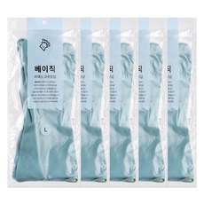 耐用基本款乳膠手套 雙手組, 5套, 大(L), 天空藍