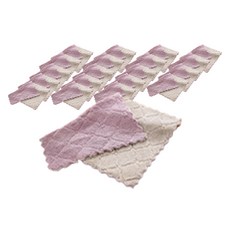 PEONIST 雙面彩色毛巾抹布, 紫拼棕, 20個