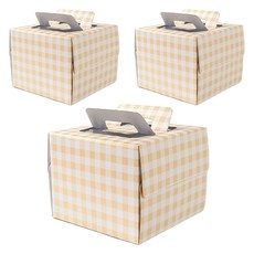 hello moris 杏色格紋雪紡蛋糕盒 1號 25入+蛋糕底座 25入, 混色, 3個