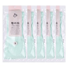 YAMUJIN 彩色丁腈橡膠手套 雙手組, 小(S), 5套, 薄荷綠