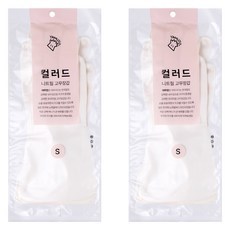 YAMUJIN 彩色丁腈橡膠手套 雙手組, 小(S), 2套, 白色