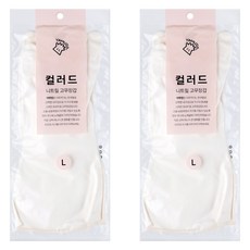 YAMUJIN 彩色丁腈橡膠手套 雙手組, 大(L), 2套, 白色