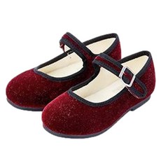 bimbobimba 女童雙色珍珠絲絨平底鞋