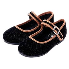 bimbobimba 女童款雙色珍珠緞面平底鞋