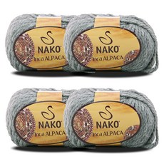 NAKO Nitte Inca 羊駝毛線 50g, 4個, 194 灰色