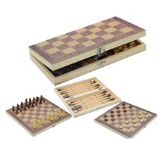 Bean Buck方便的棋盤 39cm+象棋子+骰子遊戲組, 1組, 棕色