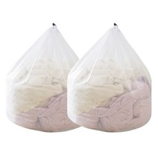 BringN 大容量束口洗衣袋 細密網眼 40 x 50 cm, 白色, 2個