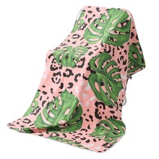 Allode 便攜式圖案柔軟瑜珈巾, 1個, 04 豹紋粉紅葉