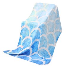 Allode 便攜式圖案柔軟瑜珈巾, 1個, 05 藍色鱗片