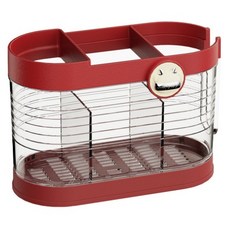 Mondspot 微笑復古三格隔板瀝水餐具筒 YY57417, 銀紅色, 1個