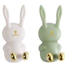 MONACO OLIVE 兔子多用途牙刷架2件組, 薄荷綠 + 白色, 1套