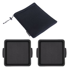 꾸밈 식기세트, 샌드블랙, 1세트, 사각접시 2p + 파우치