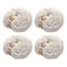 Nutria 人造貂皮針織毛線, 04 白色煙霧