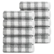 CLAUMAN 單色格紋 高級飯店毛巾 170g 30支紗, 格紋, 10個