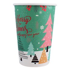 The Pack Company 聖誕節外帶聖誕老人村紙杯 380ml, 50個, 1入