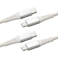 커버72 포스로프 C타입-라이트닝 8핀 PD 타입 아이폰 고속충전 케이블, 화이트, 2개, 1m