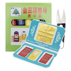 ButtonKing 松牌 40支 2合 迷你縫紉線 隨機出貨 + 手縫針 30p + 紗剪 套組, 1套, 10色