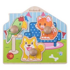 EverEarth 兒童動物手柄拼圖, 3件, 1個