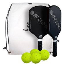 SKARO Pickleball球拍 拍子 2入+包包+球4入組合 PKPC-590, 1組, 黑色