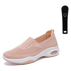 베이직스텝 여성용 쿠션 밴딩 슬립온 스포츠 니트 메쉬 스니커즈 4cm EC016