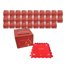 中央包裝 迷你框架聖誕蛋糕盒 50入 + 底座 50入 套組, 紅色, 1套