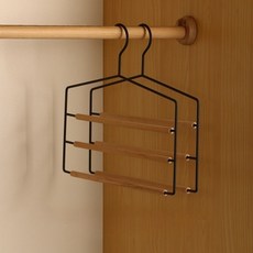 Moltuyu 3層木製褲子收納架, 2個, 黑色