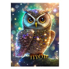 Npic Art 畫布型 鑽石畫 40 x 50 cm, MK170 動物 水汪汪貓頭鷹, 1個