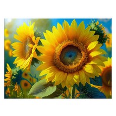 Npic Art 畫布型 鑽石畫 DIY 套組 40 x 50 cm, MK193 風景 盛開的黃色向日葵, 1個