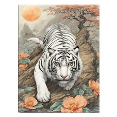 Npic Art 畫布型鑽石畫 DIY 套組 40 x 50 cm, MK196 白頭山白虎, 1個